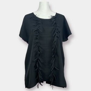 Dash by Kardashian Vertical Fringe Blouse Top Black Size XS